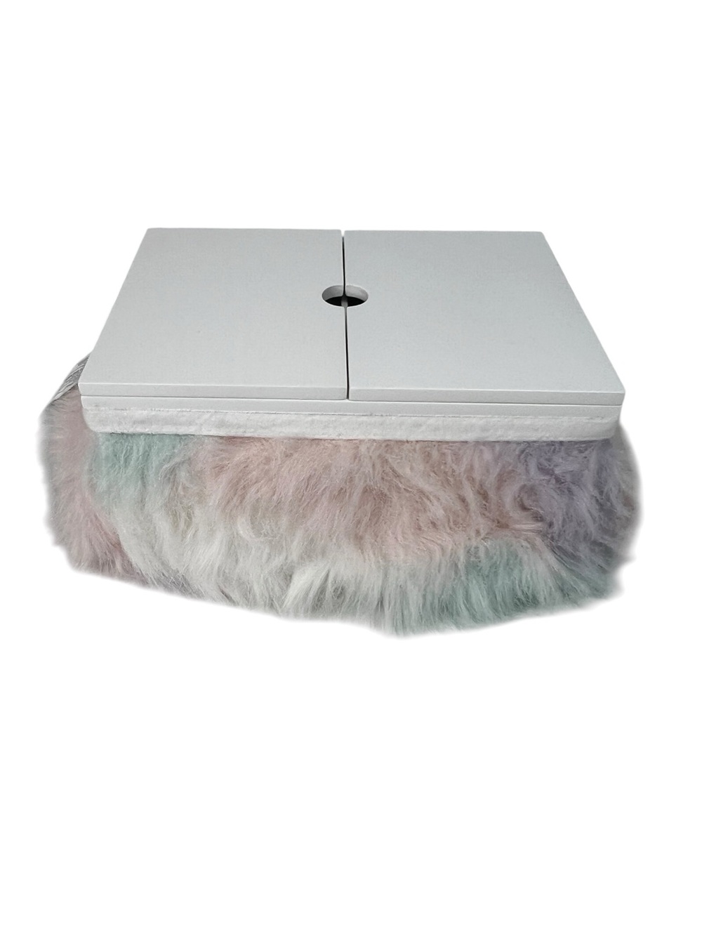 Pottery Barn Teen-Faux Fur Mani Pedi Lap desk Unicorn Multi Color Storage/Mirror - Picture 3 of 16